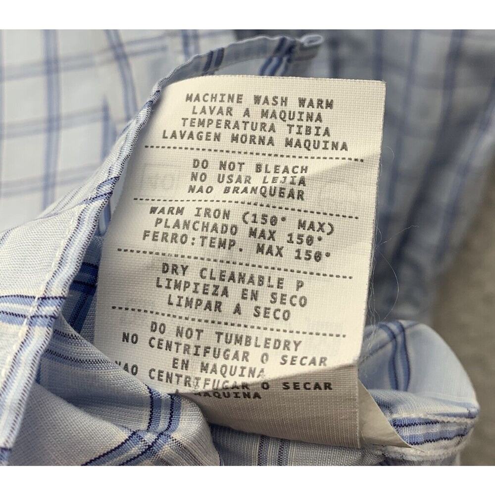 Ermenegildo Zegna Dress Shirt Mens XL X-Large Light Blue‎ Check Preppy Designer - Picture 9 of 11